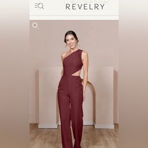 Revelry Lennon Crepe Jumpsuit in Cabernet NEVER WORN